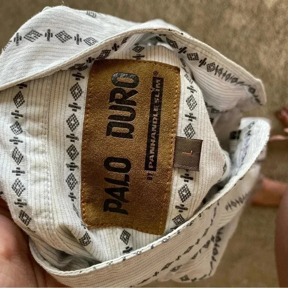 Palo Duro Vintage Western Shirt Button Down Striped White Black 100% Cotton: L - Picture 8 of 13